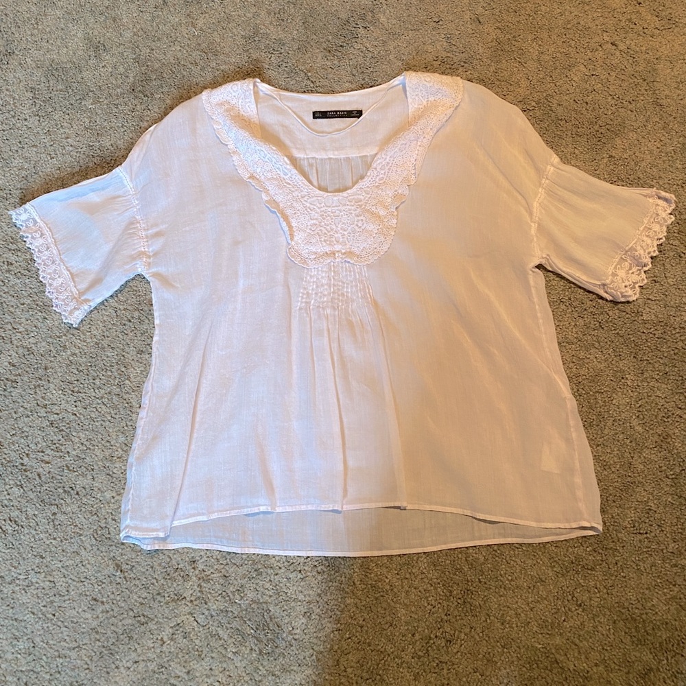 Zara sheer pullover blouse